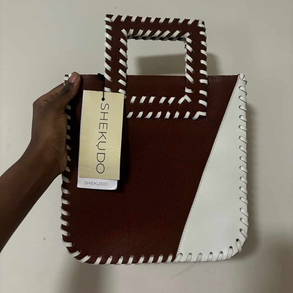 Brown and White Women's Bag